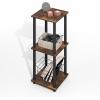 Furinno Simplistic Side Table Set of 2, End Table, Night Stand, Nightstand, Bedside Table, for Living Room, Bedroom, Black Espresso(Amber Oak/Black)