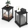 Furinno Simplistic Side Table Set of 2, End Table, Night Stand, Nightstand, Bedside Table, for Living Room, Bedroom, Black Espresso(Dark Americano/Black)