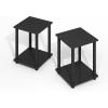 Furinno Simplistic Side Table Set of 2, End Table, Night Stand, Nightstand, Bedside Table, for Living Room, Bedroom, Black Espresso(Dark Americano/Black)