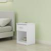 Furinno TIDUR Night Stand, Nightstand with Drawer, Bedside Table, End Table, Side Table with Storage Shelf, Knob Handle Drawer, for Bedroom, Living Room, Plain White(White)