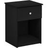 Furinno TIDUR Night Stand, Nightstand with Drawer, Bedside Table, End Table, Side Table with Storage Shelf, Knob Handle Drawer, for Bedroom, Living Room, Plain White(Dark Americano)
