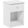 Furinno TIDUR Night Stand, Nightstand with Drawer, Bedside Table, End Table, Side Table with Storage Shelf, Knob Handle Drawer, for Bedroom, Living Room, Plain White(Plain White)