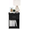 Furinno TIDUR Night Stand, Nightstand with Drawer, Bedside Table, End Table, Side Table with Storage Shelf, Knob Handle Drawer, for Bedroom, Living Room, Plain White(Americano)