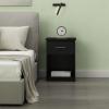 Furinno TIDUR Night Stand, Nightstand with Drawer, Bedside Table, End Table, Side Table with Storage Shelf, Knob Handle Drawer, for Bedroom, Living Room, Plain White(Americano)