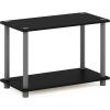 Furinno Turn-N-Tube Side Table, 2-Tier Modern Rectangle End Table with Open Shelf, Night Stand, Bedside Table, Toolless Assembly, for Living Room, Bedroom, Black(1-Pack)