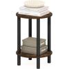 Furinno Turn-N-Tube Side Table, 2-Tier Round End Table, Toolless Assembly Night Stand, Bedside Table with Open Shelf, for Living Room, Bedroom, Amber Oak(Amber Oak/Black)
