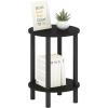 Furinno Turn-N-Tube Side Table, 2-Tier Round End Table, Toolless Assembly Night Stand, Bedside Table with Open Shelf, for Living Room, Bedroom, Amber Oak(Black Espresso/Black)