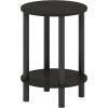Furinno Turn-N-Tube Side Table, 2-Tier Round End Table, Toolless Assembly Night Stand, Bedside Table with Open Shelf, for Living Room, Bedroom, Amber Oak(Black Espresso/Black)