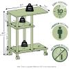 Furinno Turn-N-Tube Side Table, 3-Tier C-Shape End Table with Wheels, Toolless Assembly Night Stand, Bedside Table with Open Shelf, for Living Room, Bedroom, Grey Oak/Black(White Oak/Stainless Steel)