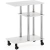 Furinno Turn-N-Tube Side Table, 3-Tier C-Shape End Table with Wheels, Toolless Assembly Night Stand, Bedside Table with Open Shelf, for Living Room, Bedroom, Grey Oak/Black(White Oak/Stainless Steel)