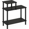 Furinno Turn-N-Tube Side Table, 3-Tier Rectangle Sofa End Table with Open Shelf, Toolless Assembly Night Stand, Bedside Table, for Living Room, Bedroom, Black Espresso