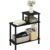 Furinno Turn-N-Tube Side Table, 3-Tier Rectangle Sofa End Table with Open Shelf, Toolless Assembly Night Stand, Bedside Table, for Living Room, Bedroom, Black Espresso