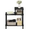 Furinno Turn-N-Tube Side Table, 3-Tier Rectangle Sofa End Table with Open Shelf, Toolless Assembly Night Stand, Bedside Table, for Living Room, Bedroom, Black Espresso