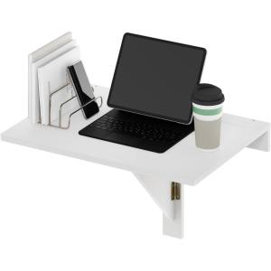 Furinno Hermite Wall Mounting Folding Table, French Oak(White)