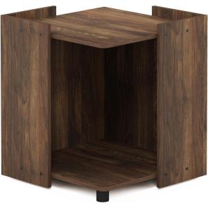 Furinno Peli Multipurpose End Table with Storage, Solid White, Cube(Columbia Walnut)