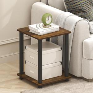 Furinno Simplistic Side Table Set of 2, End Table, Night Stand, Nightstand, Bedside Table, for Living Room, Bedroom, Black Espresso(Amber Oak/Black)