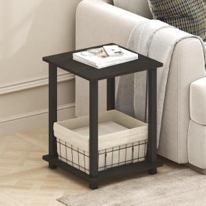 Furinno Simplistic Side Table Set of 2, End Table, Night Stand, Nightstand, Bedside Table, for Living Room, Bedroom, Black Espresso(Black Espresso/Black)