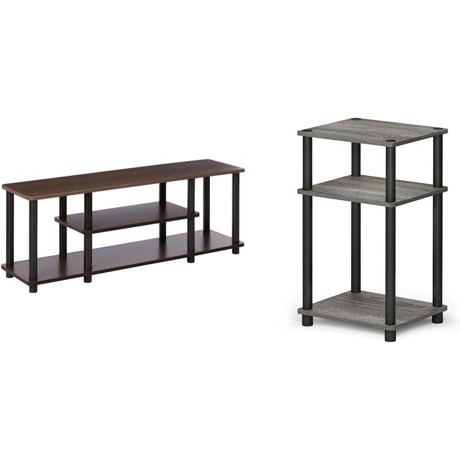 imageFurinno 3Tier Entertainment TV Stand and End Table Bundle