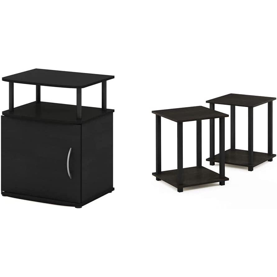 imageFurinno Jaya End Table One Black Wood amp Simplistic Set of 2 End Table EspressoBlack