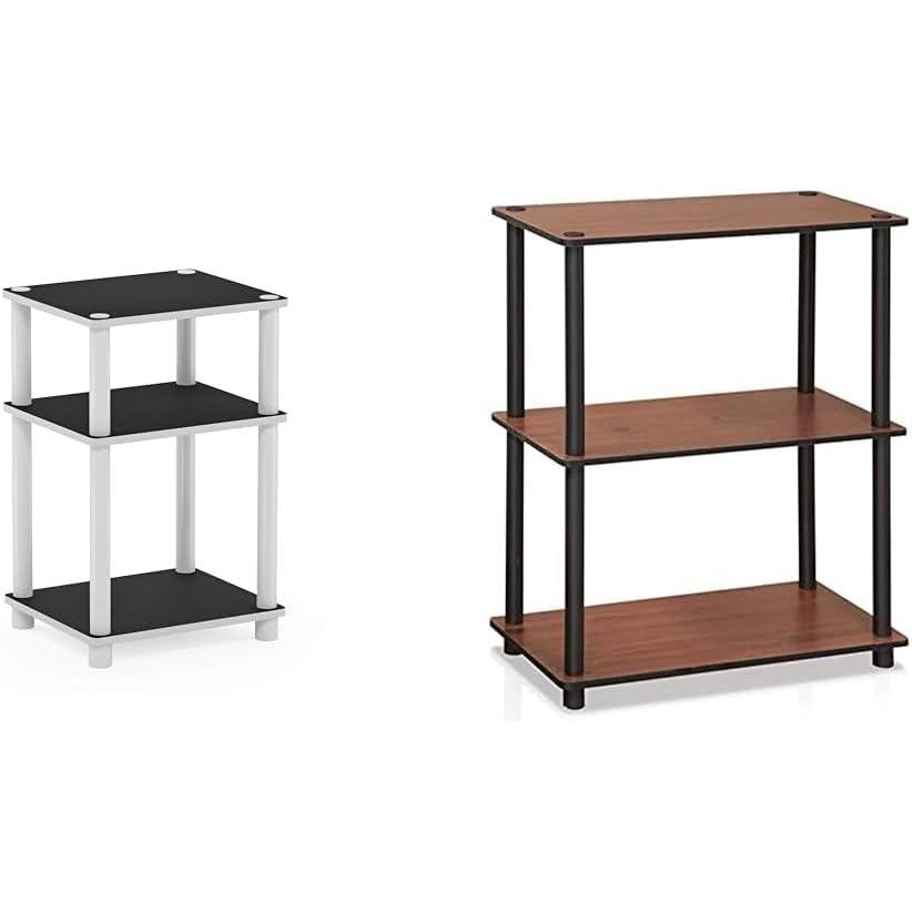 imageFurinno Just 3Tier TurnNTube End TableSide TableNight StandBedside Table amp TurnNTube 3Tier Compact Multipurpose Shelf Display Rack Dark CherryWhiteEspresso