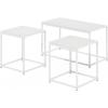 Furinno CAMNUS Living Room Tables Set of 3, Metal Frame 1 Coffee Table + 2 Side Tables, Side Tables Set, for Living Room, White(White/White)