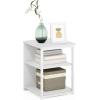 Furinno CAMNUS Side Table, 2-Tier Modern Metal Frame End Table with Open Shelf, Night Stand, Bedside Table, for Living Room, Bedroom, White