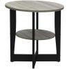 Furinno JAYA Side Table Set of 2, 2-Tier Round End Table with Oval Tabletop, Night Stand, Bedside Table with Open Shelf, for Living Room, Bedroom, French Oak(French Oak/Black)
