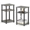 Furinno Just 3-Tier Turn-N-Tube End Table/Side Table/Night Stand/Bedside Table with Plastic Poles, 2-Pack, French Oak Grey/Black & Simple Design End/SideTable, 1-Pack, French Oak Grey/Black