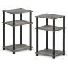 Furinno Just 3-Tier Turn-N-Tube End Table/Side Table/Night Stand/Bedside Table with Plastic Poles, 2-Pack, French Oak Grey/Black & Simple Design End/SideTable, 1-Pack, French Oak Grey/Black