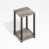 Furinno Modern Side Table, 2-Tier Square Top End Table with Open Shelf, Toolless Night Stand, Bedside Table, for Living Room, Bedroom, Grey Oak