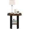 Furinno Simple Design End Side Night Stand/Bedside Table with Bin Drawer, Amber Pine/Black (Pack of 3)(Amber Pine/Black)