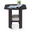 Furinno Simple Design End Side Night Stand/Bedside Table with Bin Drawer, Amber Pine/Black (Pack of 3)(Dark Walnut)