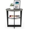 Furinno Simple Design End Side Night Stand/Bedside Table with Bin Drawer, Amber Pine/Black (Pack of 3)(French Oak/Black)