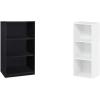 Furinno 3-Tier Bookcase and End Table Bundle, French Oak Grey(Black)