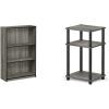 Furinno 3-Tier Bookcase and End Table Bundle, French Oak Grey(Frech Oak Grey)