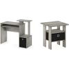 Furinno Econ Multipurpose Home Office Computer Writing Desk, French Oak Grey & Andrey End Table/Side Table/Night Stand/Bedside Table with Bin Drawer, French Oak Grey/Black(French Oak Grey/Black)