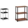 Furinno Just 3-Tier Turn-N-Tube End Table/Side Table/Night Stand/Bedside Table & Turn-N-Tube 3-Tier Compact Multipurpose Shelf Display Rack, Dark Cherry(White/Espresso)