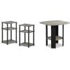 Furinno Just 3-Tier Turn-N-Tube End Table/Side Table/Night Stand/Bedside Table with Plastic Poles, 2-Pack, French Oak Grey/Black & Simple Design End/SideTable, 1-Pack, French Oak Grey/Black