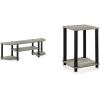 Furinno Turn-S-Tube Wide TV Entertainment Center + End Table Bundle (Oak Grey/Black)