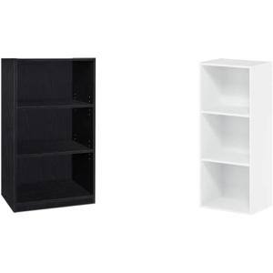 Furinno 3-Tier Bookcase and End Table Bundle, French Oak Grey(Black)