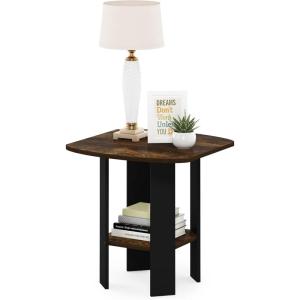 Furinno Simple Design End Side Night Stand/Bedside Table with Bin Drawer, Amber Pine/Black (Pack of 3)(Amber Pine/Black)