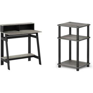Furinno Simplistic A Frame Computer Desk Just 3-Tier End Table(Black/Grey)