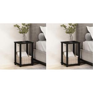 Furinno Simplistic Compact Bedside Table, Nightstand, Espresso/Black (Pack of 2)