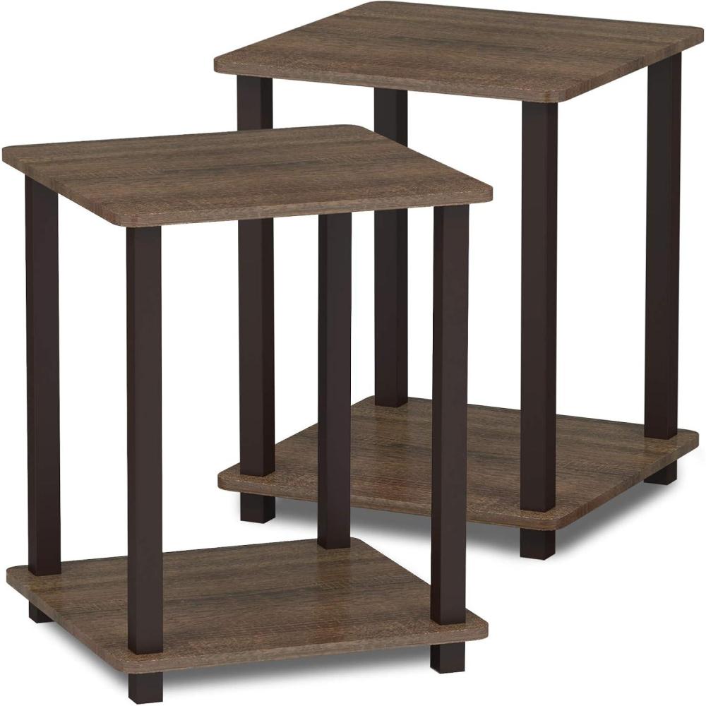 imageFurinno Simplistic Set of 2 End Table WalnutBrown