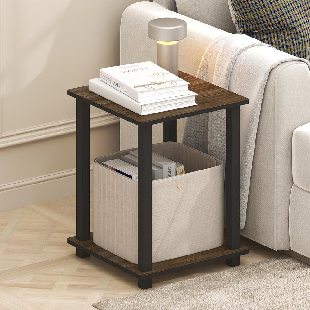 imageFurinno Simplistic Side Table Set of 2 End Table Night Stand Nightstand Bedside Table for Living Room Bedroom Grey OakBrown WalnutBlack
