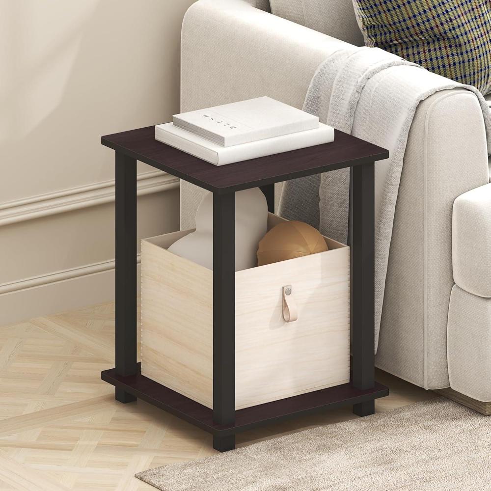 imageFurinno Simplistic Side Table Set of 2 End Table Night Stand Nightstand Bedside Table for Living Room Bedroom Grey OakDark Mocha