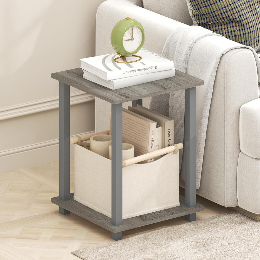 imageFurinno Simplistic Side Table Set of 2 End Table Night Stand Nightstand Bedside Table for Living Room Bedroom Grey OakGrey OakGrey