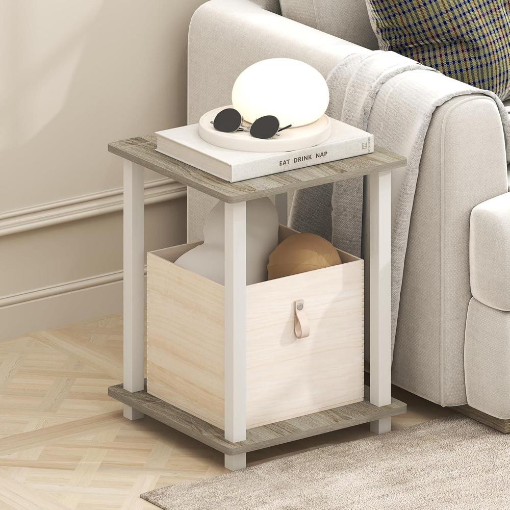 imageFurinno Simplistic Side Table Set of 2 End Table Night Stand Nightstand Bedside Table for Living Room Bedroom Grey OakLight OakWhite