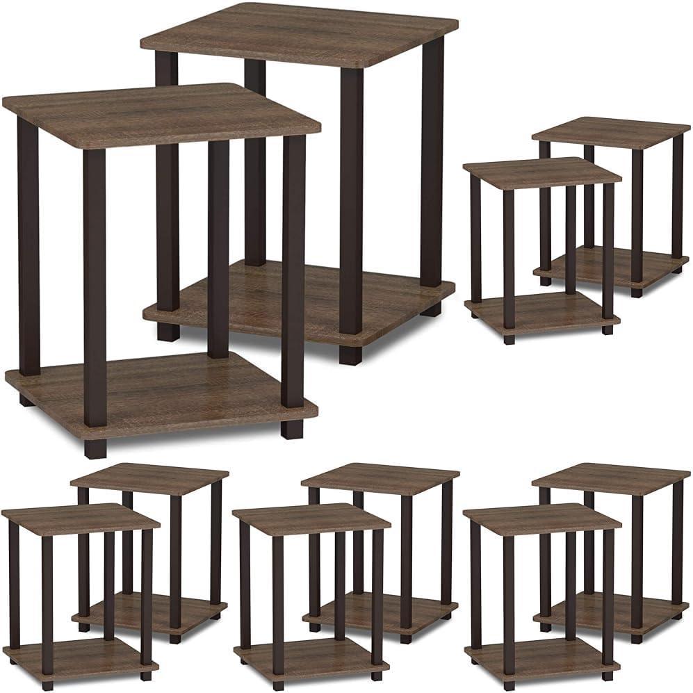 imageFurinno Simplistic Side Table Set of 2 End Table Night Stand Nightstand Bedside Table for Living Room Bedroom Grey OakWalnutBrown