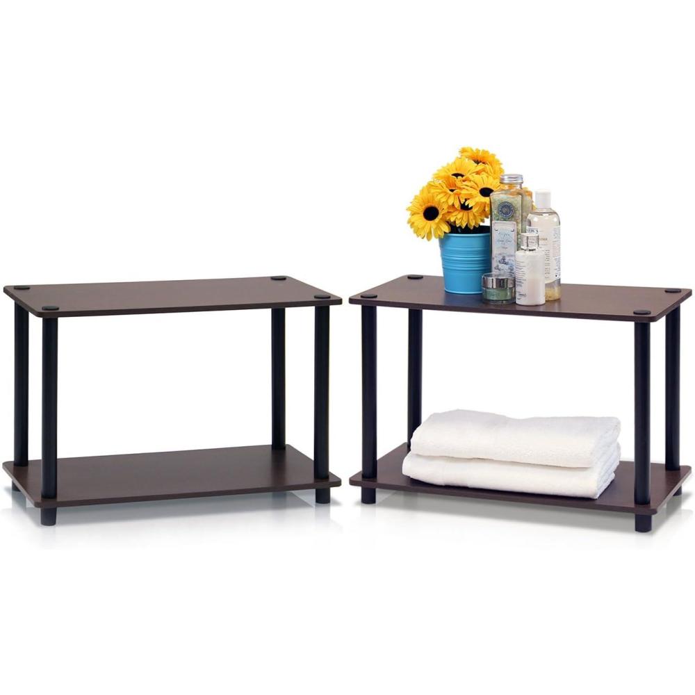 imageFurinno TurnN 2Tier No Tools Tube ShelfEnd Table Single BeechWhiteDark BrownBlack
